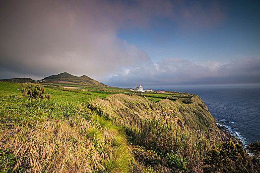葡萄牙,亚速尔群岛,岛屿,灯塔,俯视图