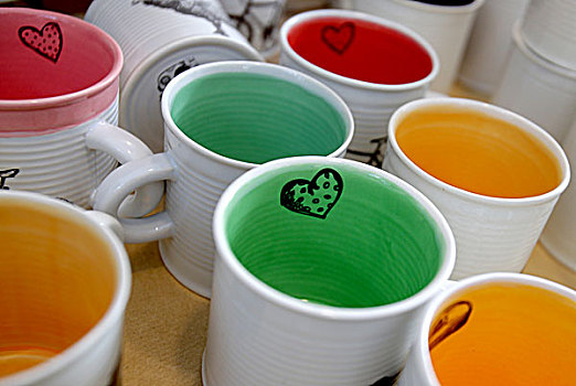 彩色,茶杯