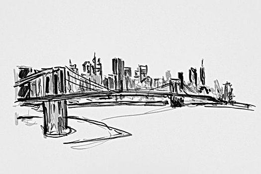 纽约,布鲁克林大桥,绘画,艺术家