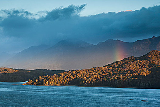 阿根廷,里奥内格罗省,彩虹,上方,湖,纳韦尔瓦皮
