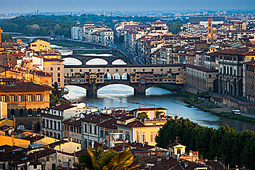 维奇奥桥,上方,阿尔诺河,佛罗伦萨,托斯卡纳,意大利
