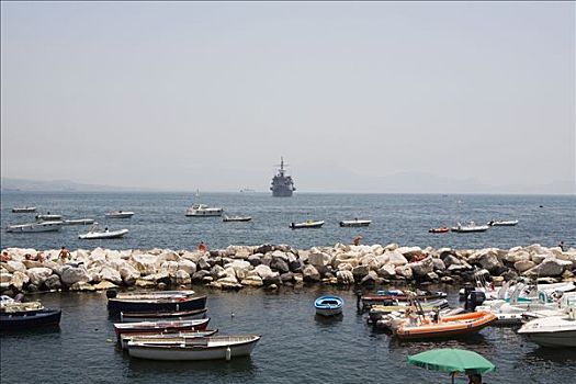 船,停靠,港口,那不勒斯湾,那不勒斯,那不勒斯省,坎帕尼亚区,意大利