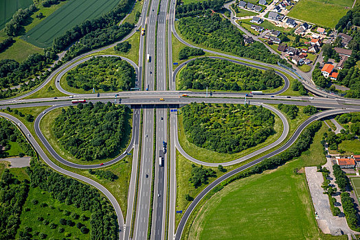 高速公路,交叉,主路,坏,立交桥,立体交叉路,公路,桥,北莱茵威斯特伐利亚,德国,欧洲
