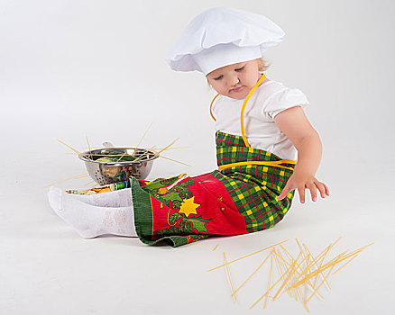 女婴,厨师帽