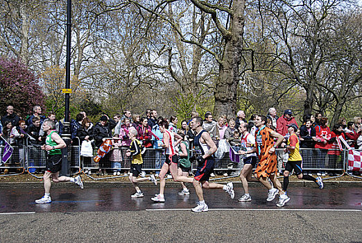 英格兰,伦敦,威斯敏斯特,跑步者,圣詹姆斯公园,2008年,马拉松