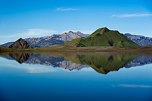 湖,山峦,徒步旅行,高地,冰岛,欧洲