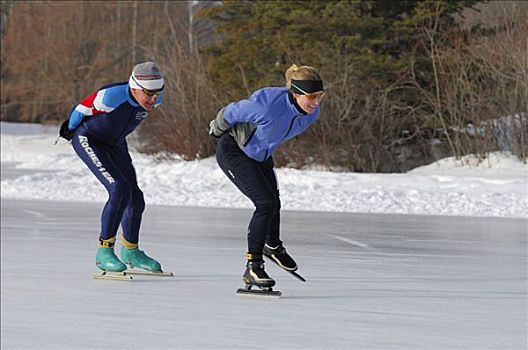 速度,滑冰,练习,冰冻,水塘,艾伯塔省,加拿大