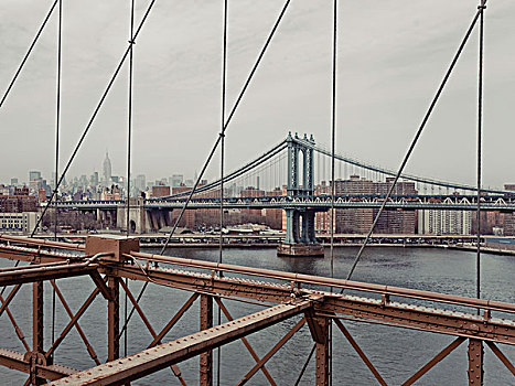 曼哈顿大桥,布鲁克林大桥,纽约,美国
