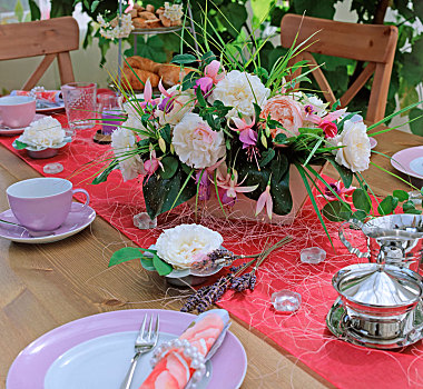 桌饰,玫瑰,紫红色,草