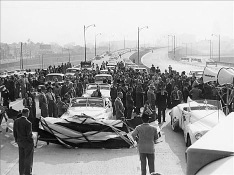 高速公路,打开,洛杉矶,加利福尼亚,美国,迟,20世纪40年代,艺术家,未知
