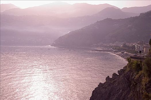 俯拍,海岸线,阿马尔菲海岸,萨勒诺,坎帕尼亚区,意大利