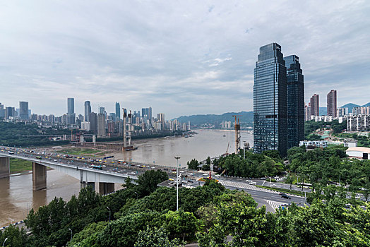 重庆长江两岸渝中区南岸区城市风光