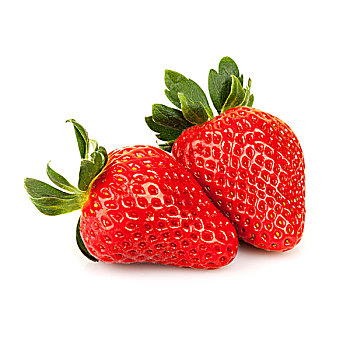 两个,新鲜,草莓,隔绝,白色背景