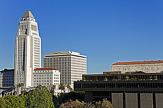 市政厅,报社,城市,洛杉矶,建筑,加利福尼亚,美国