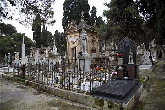 特色,墓地,装饰,墓碑,瓦莱塔市,马耳他,欧洲