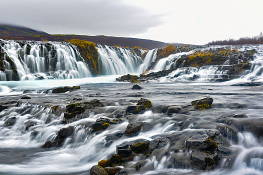 桥,瀑布,河,南方,冰岛,序列,小,水,漂亮,彩色,水池