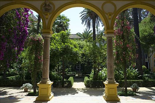 彼拉多宫,院落,塞维利亚,西班牙