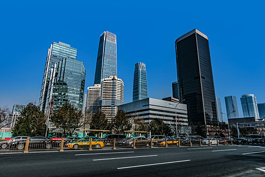 北京市三环大街国贸都市摩天高楼建筑