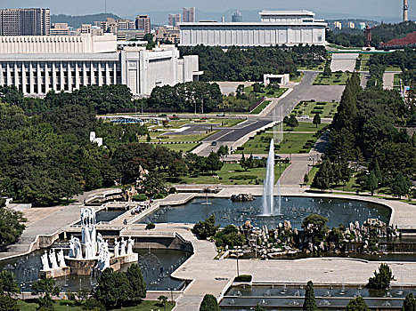 万寿台,喷泉,公园,平壤,朝鲜,亚洲