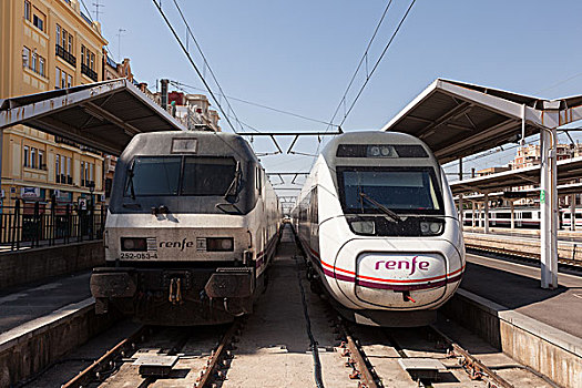 两个,火车,瓦伦西亚,西班牙