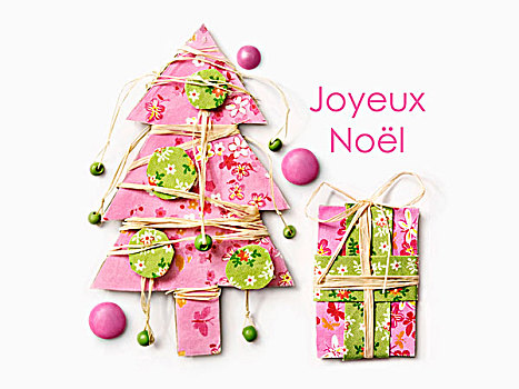 粉色,纸,圣诞树,礼物