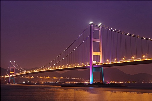 线缆,桥,香港,夜晚