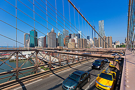 布鲁克林大桥,交通,曼哈顿,纽约,美国