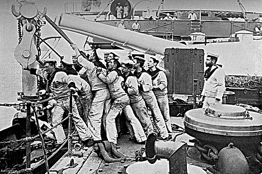 抬起,锚,前甲板,战舰,1896年