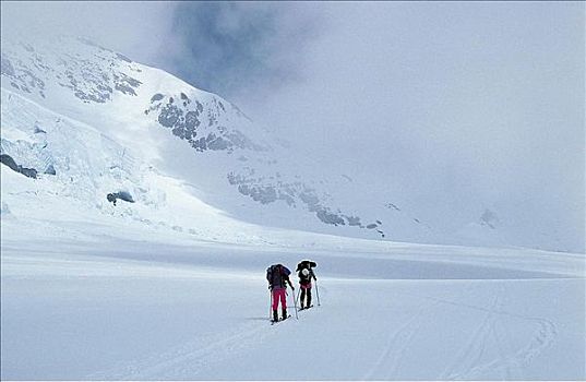 滑雪者,滑雪,远足,越野滑雪,雪,云,冬季运动,伯恩高地,山峦,阿尔卑斯山,瑞士,欧洲,假日