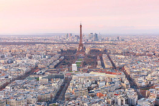 航拍,巴黎,落日,法国