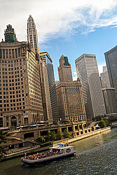 船,建筑,芝加哥河,芝加哥,伊利诺斯,美国