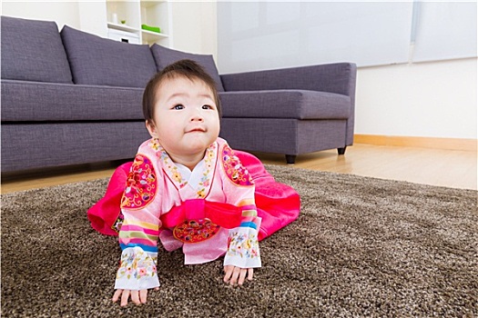 韩国人,婴儿,传统服装,仰视