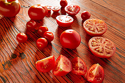 西红柿,红色,单色调,乡村,木桌子