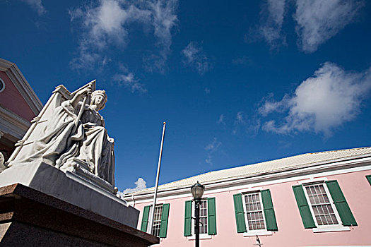 巴哈马,新普罗维登斯,岛屿,拿骚,雕塑,维多利亚皇后,靠近,国会广场