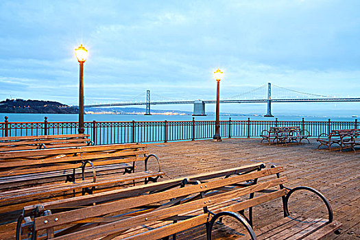 旧金山湾,奥克兰湾大桥,码头,旧金山,加利福尼亚,美国