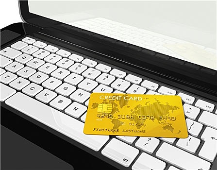 金色,信用卡,笔记本电脑