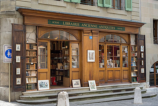 二手,书店,木质,建筑,老城,日内瓦,瑞士,欧洲