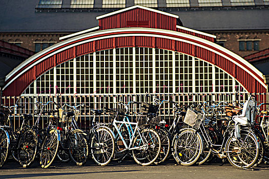 丹麦,自行车,正面,中央车站,哥本哈根