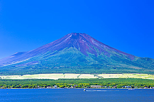 山,富士山,湖