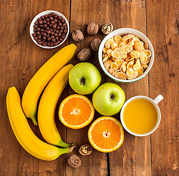健康,自制,早餐,牛奶什锦早餐,苹果,新鲜水果,胡桃