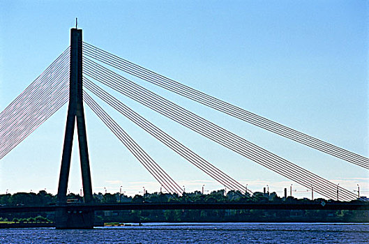 桥,道加瓦河,河,拉脱维亚