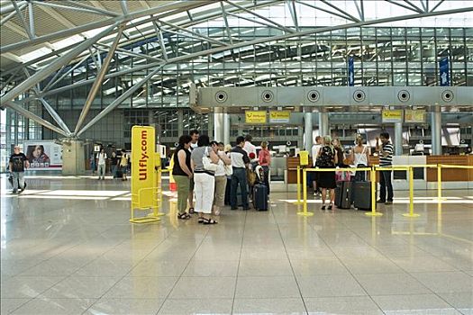 游客,机场登机处,汉堡市,德国,欧洲
