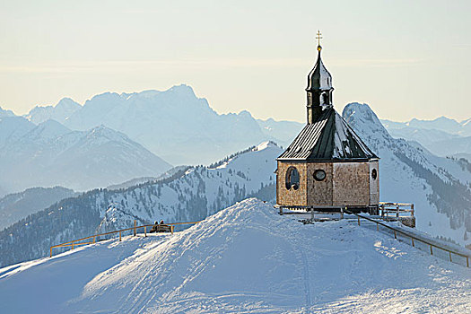 小教堂,山,冬天,洛赫特-伊根,巴伐利亚,德国,欧洲