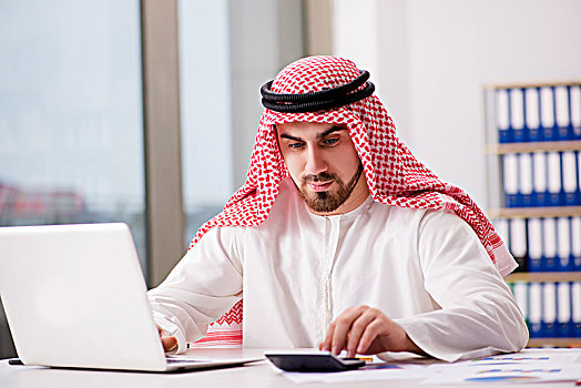 阿拉伯,商务人士,工作,电脑