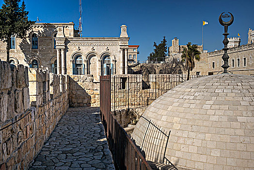 风景,墙壁,散步场所,围绕,老城,大马士革,大门,耶路撒冷,以色列