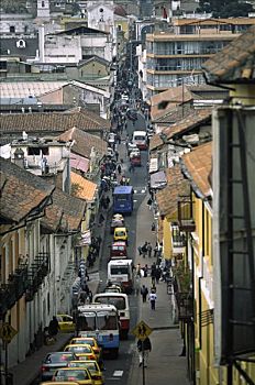 交通,狭窄,道路,基多,厄瓜多尔