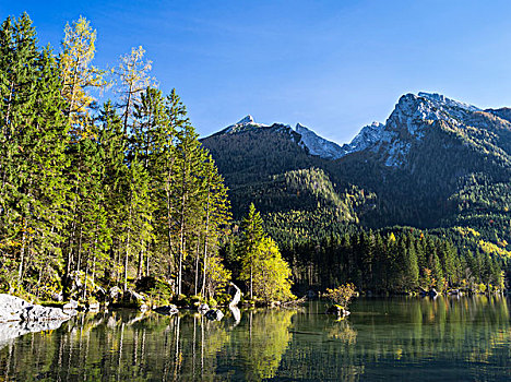 浪漫,湖,山,国家公园,巴伐利亚,德国,大幅,尺寸
