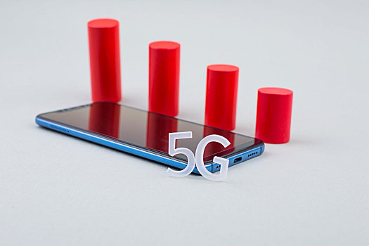 5G概念改變生活，未來的高科技趨勢，簡潔背景影棚拍攝