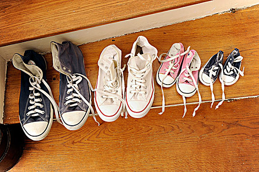 运动鞋,双子之家,排列,阶梯