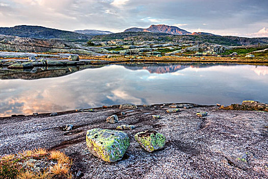 泻湖,顶峰,国家公园,诺尔兰郡,挪威,斯堪的纳维亚,欧洲